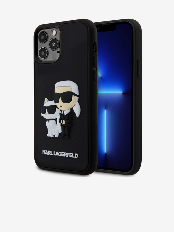 Karl Lagerfeld 3D Gumeni Karl and Choupette Stražnji poklopac za iPhone 12/12 Pro Crni Karl Lagerfeld