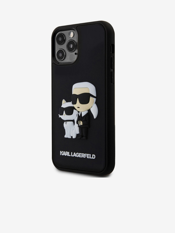 Karl Lagerfeld 3D Gumeni Karl and Choupette Stražnji poklopac za iPhone 12/12 Pro Crni Karl Lagerfeld