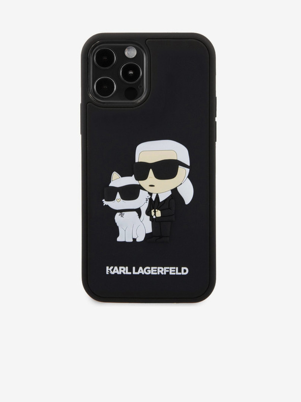 Karl Lagerfeld 3D Gumeni Karl and Choupette Stražnji poklopac za iPhone 12/12 Pro Crni Karl Lagerfeld