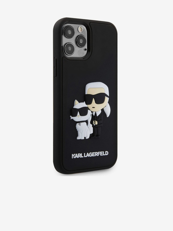 Karl Lagerfeld 3D Gumeni Karl and Choupette Stražnji poklopac za iPhone 12/12 Pro Crni Karl Lagerfeld