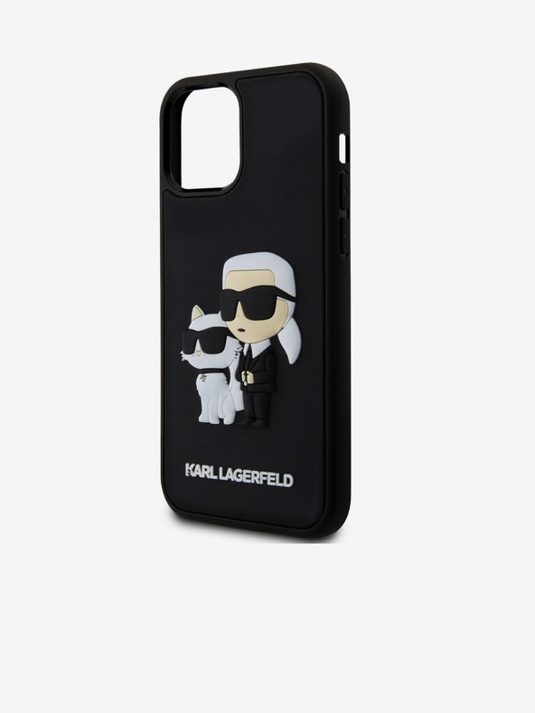 Karl Lagerfeld 3D Gumeni Karl and Choupette Stražnji poklopac za iPhone 12/12 Pro Crni Karl Lagerfeld