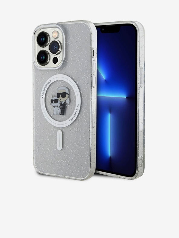 Karl Lagerfeld Karl Lagerfeld IML Šljokasti Karl and Choupette MagSafe Stražnji poklopac za iPhone 15 Pro Max Prozirni