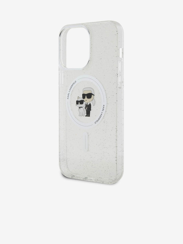 Karl Lagerfeld Karl Lagerfeld IML Šljokasti Karl and Choupette MagSafe Stražnji poklopac za iPhone 15 Pro Max Prozirni