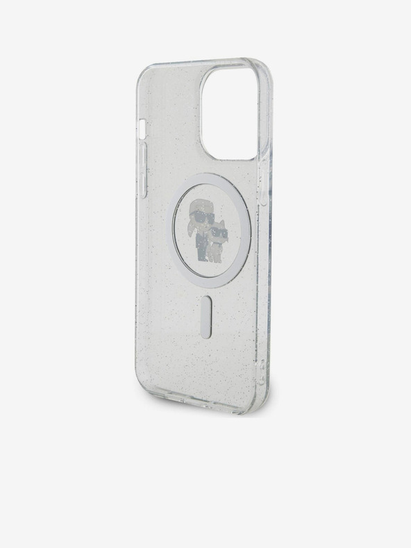 Karl Lagerfeld Karl Lagerfeld IML Šljokasti Karl and Choupette MagSafe Stražnji poklopac za iPhone 15 Pro Max Prozirni