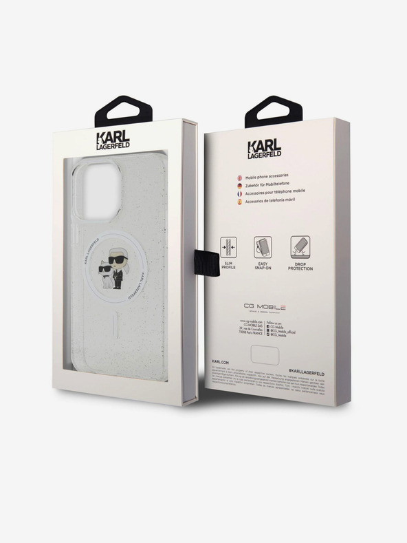 Karl Lagerfeld Karl Lagerfeld IML Šljokasti Karl and Choupette MagSafe Stražnji poklopac za iPhone 15 Pro Max Prozirni