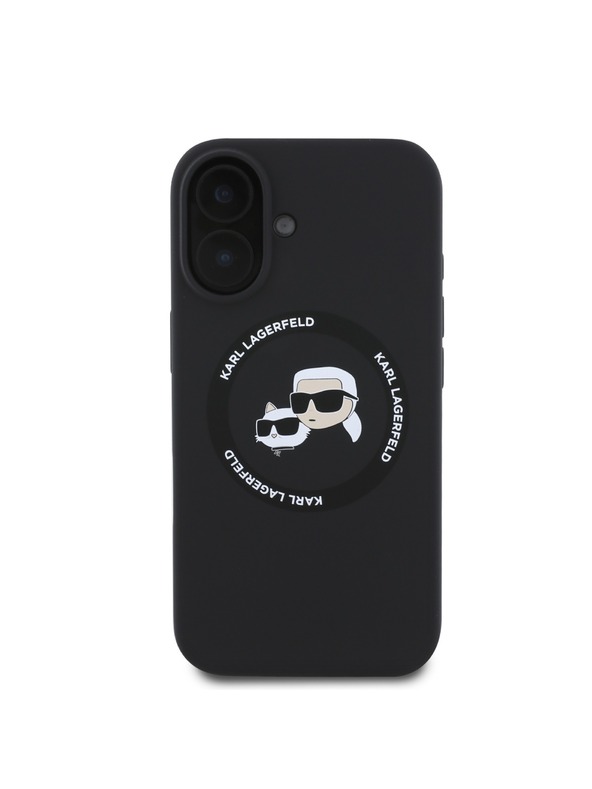 Karl Lagerfeld Karl Lagerfeld Tekući silikonski K&CH Glave MagSafe Stražnji poklopac za iPhone 16 Crni
