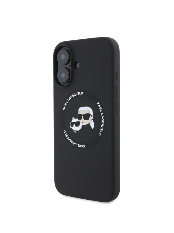 Karl Lagerfeld Karl Lagerfeld Tekući silikonski K&CH Glave MagSafe Stražnji poklopac za iPhone 16 Crni