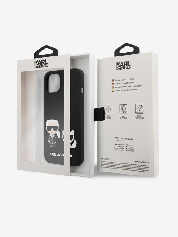 Karl Lagerfeld Karl Lagerfeld MagSafe Kompatibilni Poklopac Tekući silikonski Karl and Choupette za iPhone 14 Plus Crni