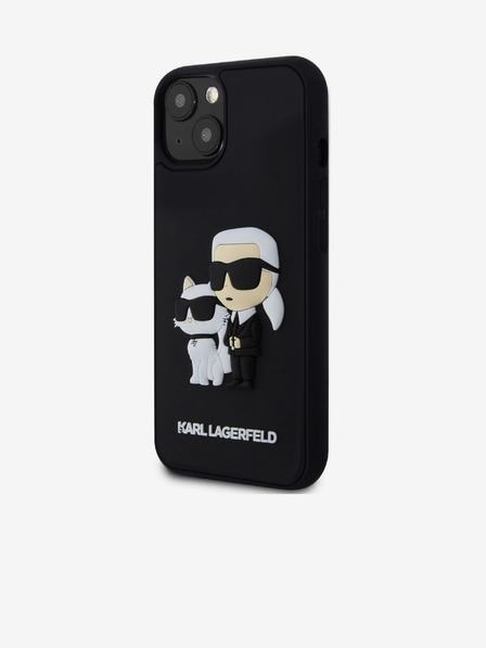 Karl Lagerfeld Karl Lagerfeld 3D Gumeni Karl and Choupette Stražnji poklopac za iPhone 13 Crni