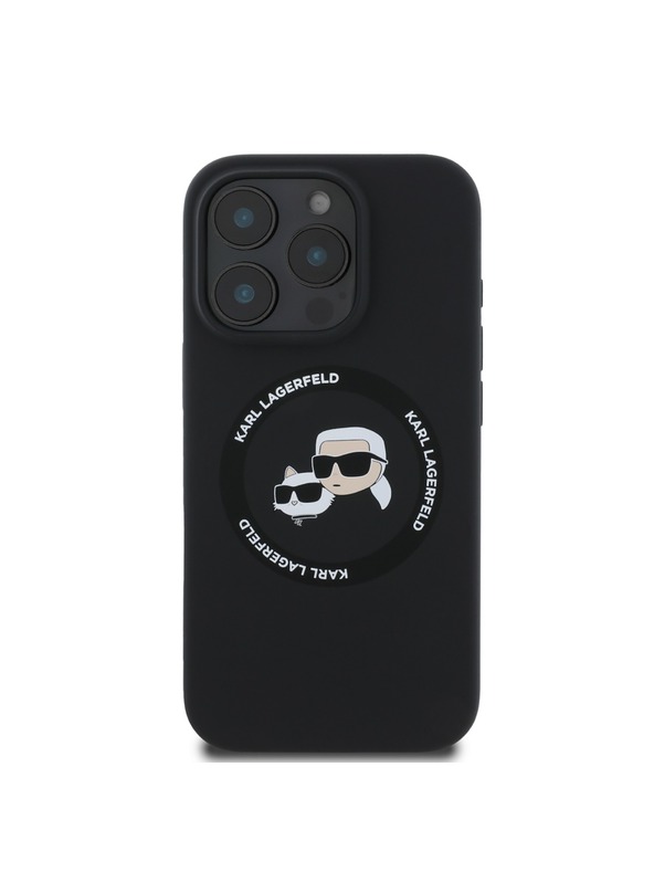 Karl Lagerfeld Karl Lagerfeld Tekući silikonski K&CH Glave MagSafe Stražnji poklopac za iPhone 16 Pro Max Crni