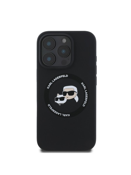 Karl Lagerfeld Karl Lagerfeld Tekući silikonski K&CH Glave MagSafe Stražnji poklopac za iPhone 16 Pro Max Crni