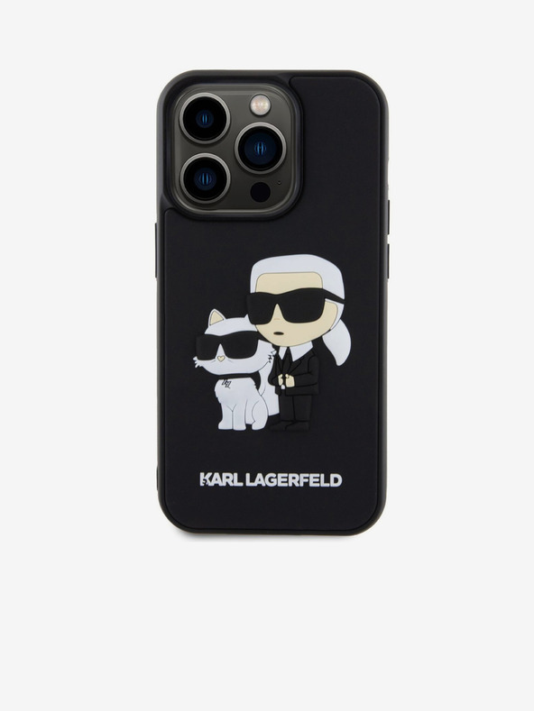 Karl Lagerfeld Karl Lagerfeld 3D Gumeni Karl and Choupette Stražnji poklopac za iPhone 13 Pro Crni