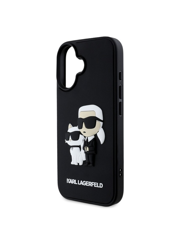 Karl Lagerfeld Karl Lagerfeld 3D Gumeni Karl and Choupette Stražnji poklopac za iPhone 16 Plus Crni