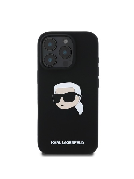 Karl Lagerfeld Karl Lagerfeld Tekući silikonski Karl Glava MagSafe Stražnji poklopac za iPhone 16 Pro Max Crni