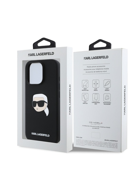 Karl Lagerfeld Karl Lagerfeld Tekući silikonski Karl Glava MagSafe Stražnji poklopac za iPhone 16 Pro Max Crni