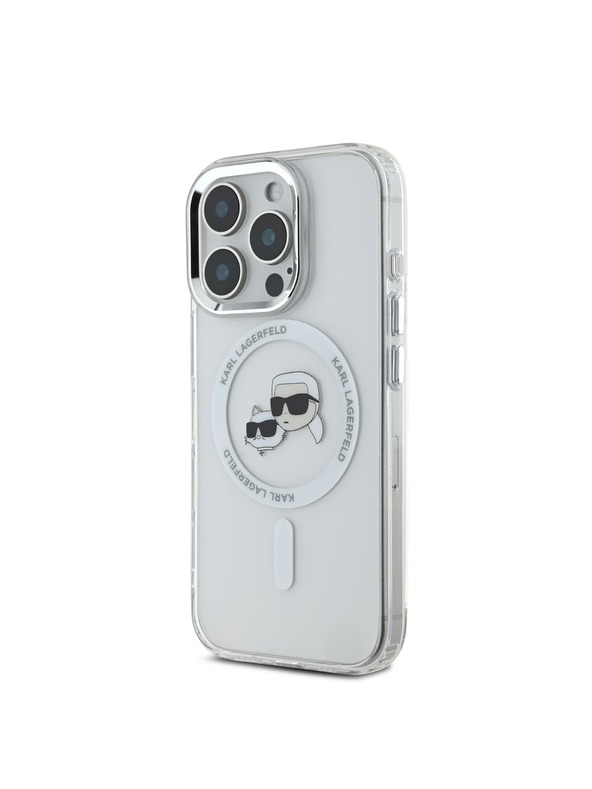 Karl Lagerfeld Karl Lagerfeld IML K&CH Glave Metalni okvir MagSafe Stražnji poklopac za iPhone 16 Pro Max Prozirni