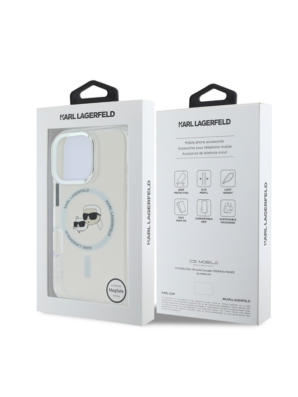Karl Lagerfeld Karl Lagerfeld IML K&CH Glave Metalni okvir MagSafe Stražnji poklopac za iPhone 16 Pro Max Prozirni