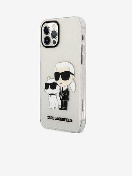 Karl Lagerfeld Karl Lagerfeld IML Šljokasti Karl and Choupette NFT Stražnji poklopac za iPhone 12/12 Pro Prozirni