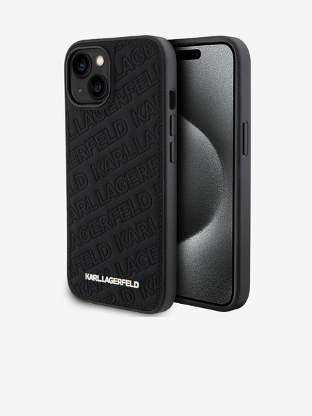 Karl Lagerfeld PU Prošiveni uzorak Stražnji poklopac za iPhone 15 Black Karl Lagerfeld