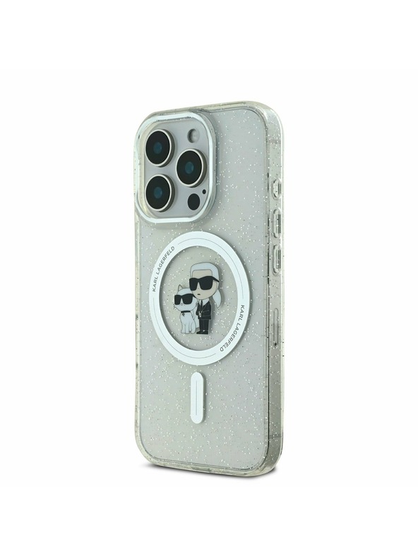 Karl Lagerfeld Karl Lagerfeld IML Glitter Karl and Choupette MagSafe Stražnji poklopac za iPhone 16 Pro Max Prozirni
