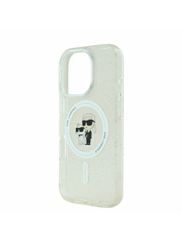 Karl Lagerfeld Karl Lagerfeld IML Glitter Karl and Choupette MagSafe Stražnji poklopac za iPhone 16 Pro Max Prozirni