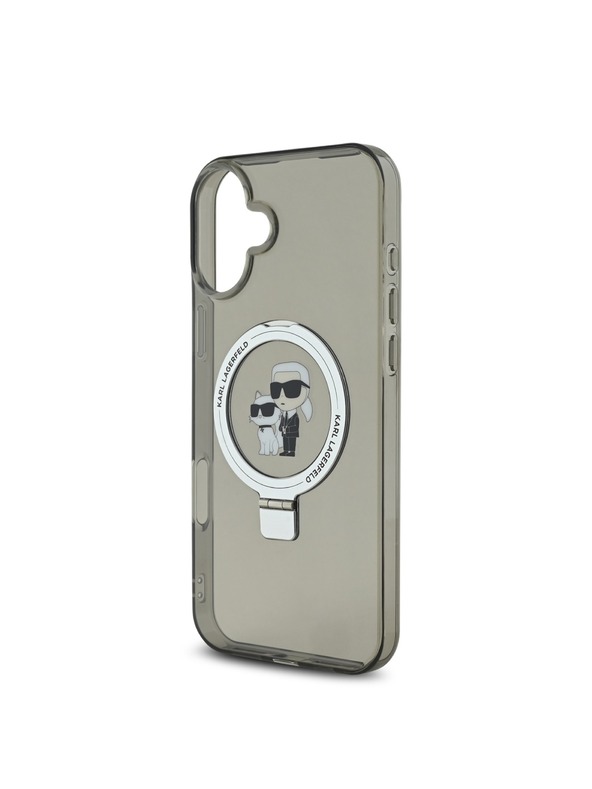 Karl Lagerfeld Karl Lagerfeld Ringstand Karl and Choupette MagSafe Stražnji poklopac za iPhone 16 Crni