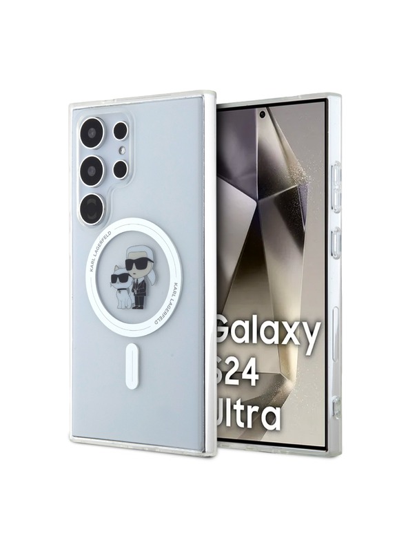 Karl Lagerfeld Karl Lagerfeld IML Glitter Karl and Choupette MagSafe Stražnji poklopac za Samsung Galaxy S24 Ultra Prozirni