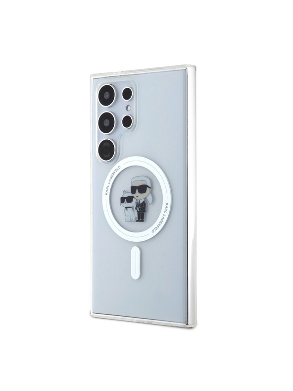 Karl Lagerfeld Karl Lagerfeld IML Glitter Karl and Choupette MagSafe Stražnji poklopac za Samsung Galaxy S24 Ultra Prozirni