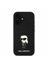 Karl Lagerfeld Karl Lagerfeld Fixed Glitter Metal Ikonik Stražnji poklopac za iPhone 16 Crni