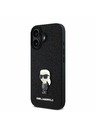 Karl Lagerfeld Karl Lagerfeld Fixed Glitter Metal Ikonik Stražnji poklopac za iPhone 16 Crni