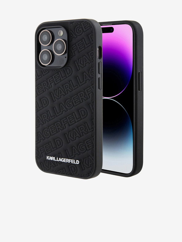 Karl Lagerfeld Karl Lagerfeld PU Prošiveni uzorak Stražnji poklopac za iPhone 15 Pro Crni