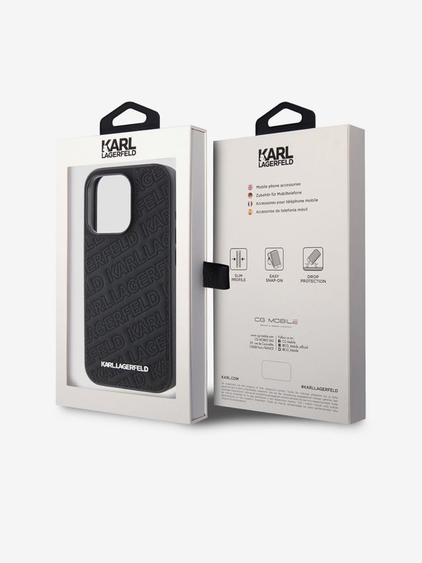 Karl Lagerfeld Karl Lagerfeld PU Prošiveni uzorak Stražnji poklopac za iPhone 15 Pro Crni