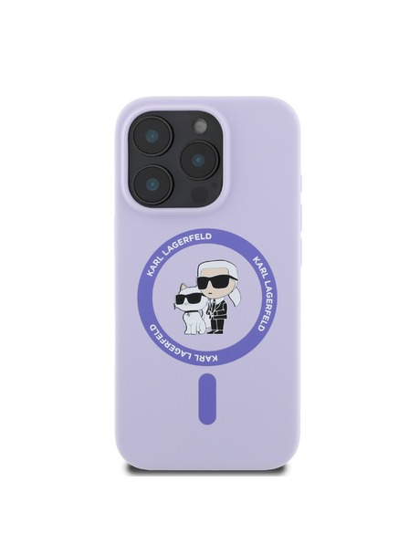 Karl Lagerfeld Karl Lagerfeld Liquid Silicone Karl and Choupette MagSafe Stražnji poklopac za iPhone 16 Pro Ljubičasti