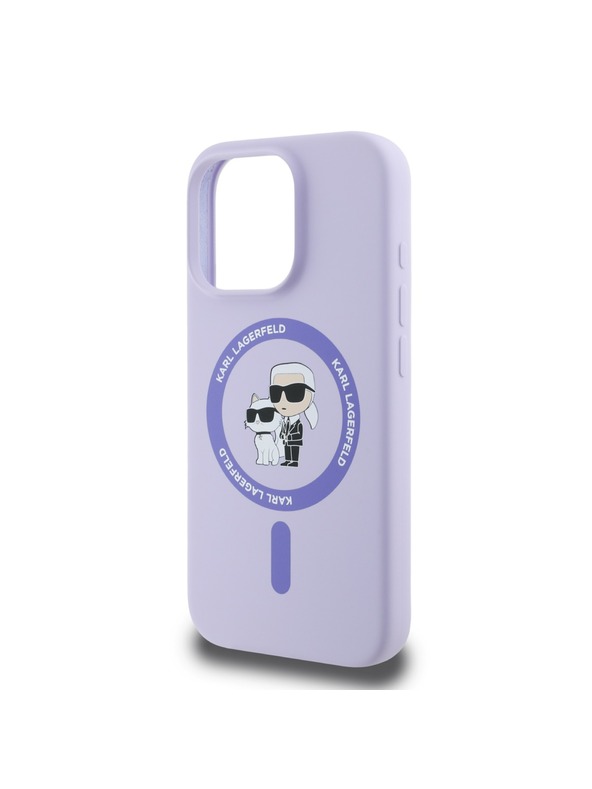 Karl Lagerfeld Karl Lagerfeld Liquid Silicone Karl and Choupette MagSafe Stražnji poklopac za iPhone 16 Pro Ljubičasti