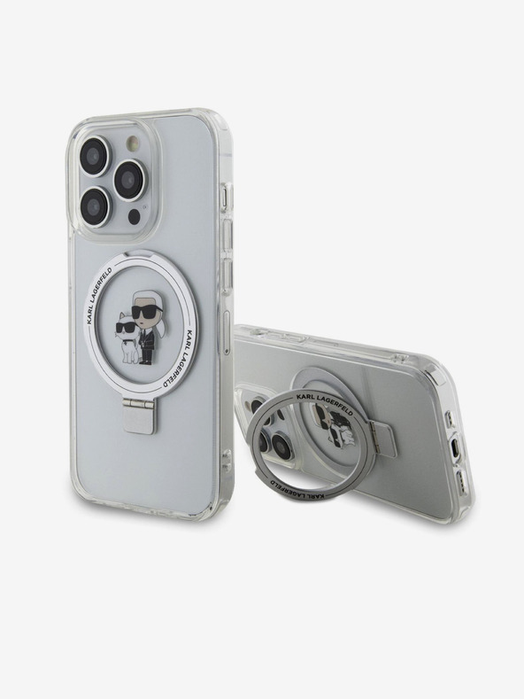 Karl Lagerfeld Ringstand Karl and Choupette MagSafe Stražnji poklopac za iPhone 15 Pro Max Bijeli Karl Lagerfeld