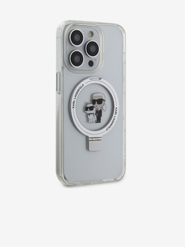 Karl Lagerfeld Ringstand Karl and Choupette MagSafe Stražnji poklopac za iPhone 15 Pro Max Bijeli Karl Lagerfeld