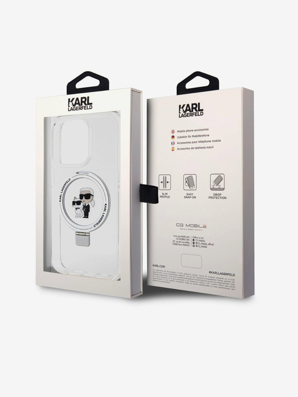Karl Lagerfeld Ringstand Karl and Choupette MagSafe Stražnji poklopac za iPhone 15 Pro Max Bijeli Karl Lagerfeld