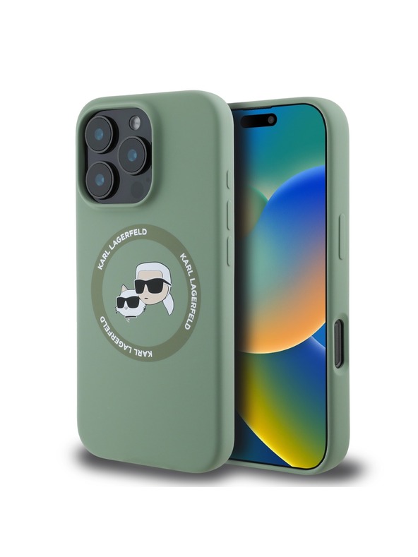 Karl Lagerfeld Karl Lagerfeld Liquid Silicone K&CH Heads MagSafe Stražnji poklopac za iPhone 16 Pro Max Kaki