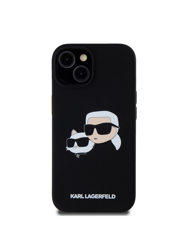 Karl Lagerfeld Liquid Silicone Double Heads Magsafe Stražnji poklopac za iPhone 15 Crni Karl Lagerfeld