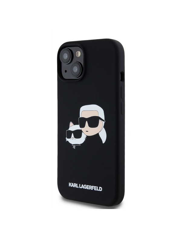 Karl Lagerfeld Liquid Silicone Double Heads Magsafe Stražnji poklopac za iPhone 15 Crni Karl Lagerfeld