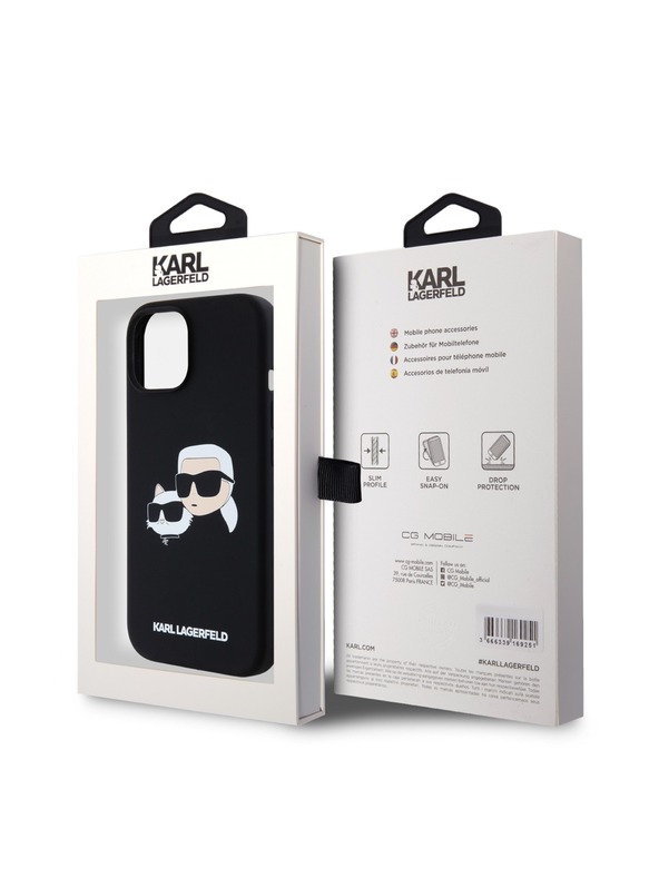 Karl Lagerfeld Liquid Silicone Double Heads Magsafe Stražnji poklopac za iPhone 15 Crni Karl Lagerfeld