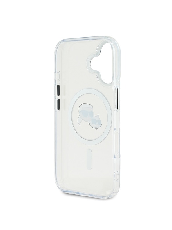Karl Lagerfeld Karl Lagerfeld IML K&CH Heads Metalni okvir MagSafe Stražnji poklopac za iPhone 16 Plus Prozirni