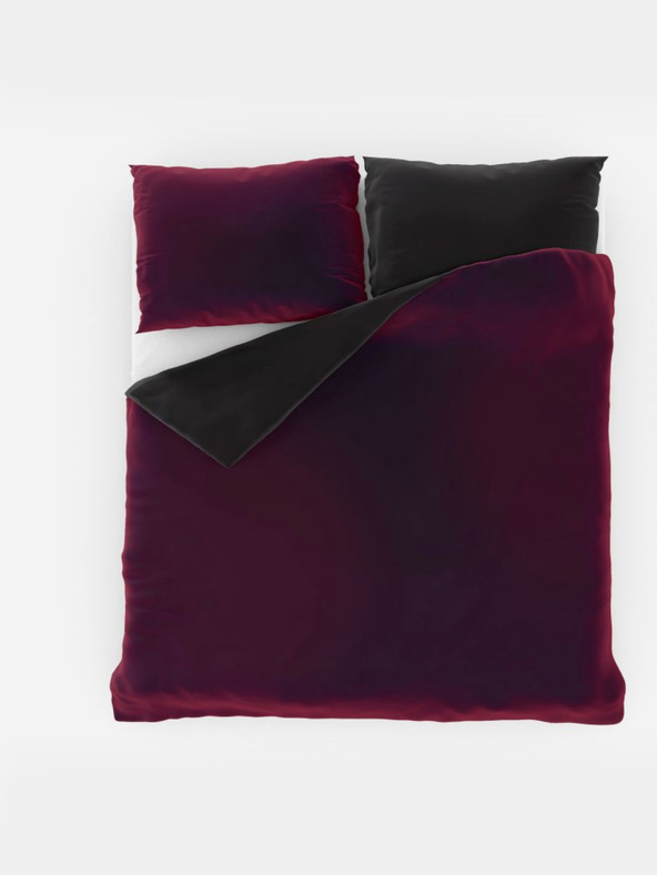 Kvalitex Satenski francuski komplet posteljine LUXURY COLLECTION 1+2, 240x200, 70x90cm bordo / crno Kvalitex
