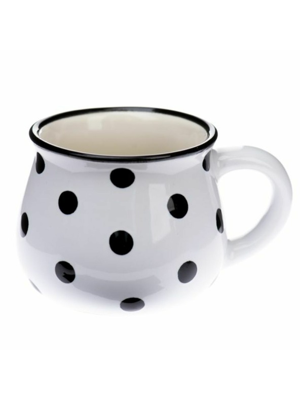 Casa de Engel Keramička šalica, bijela s crnim točkicama, 75ml, 24/144