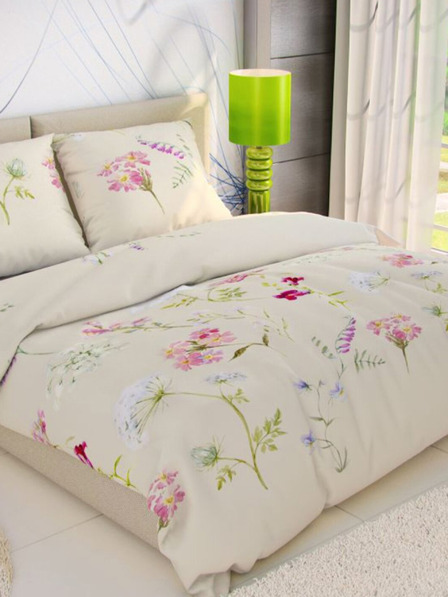 Kvalitex Francuska pamučna posteljina DELUX 220x200, 70x90cm BOTANICA krem