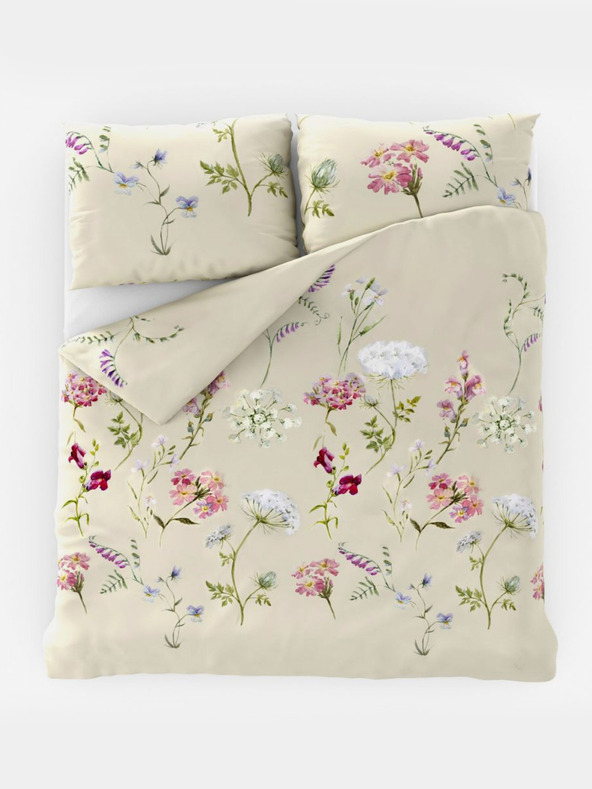 Kvalitex Francuska pamučna posteljina DELUX 220x200, 70x90cm BOTANICA krem