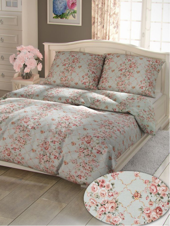 Kvalitex Francuska pamučna posteljina Provence Collection 200x200, 70x90cm Rosalie zelena Kvalitex