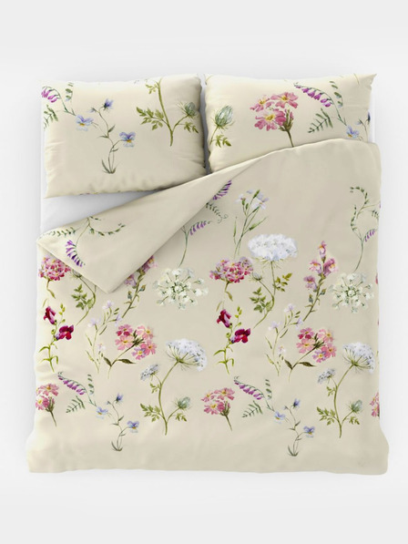 Kvalitex Francuska pamučna posteljina DELUX 240x200, 70x90cm BOTANICA krem