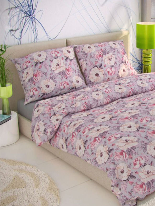 Kvalitex Classic krep posteljina 140x220, 70x90cm Ester siva Kvalitex