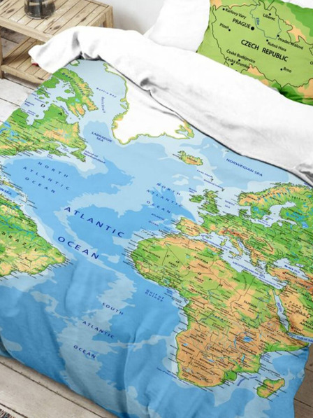 Kvalitex 3D posteljina 140x200, 70x90cm Karta svijeta